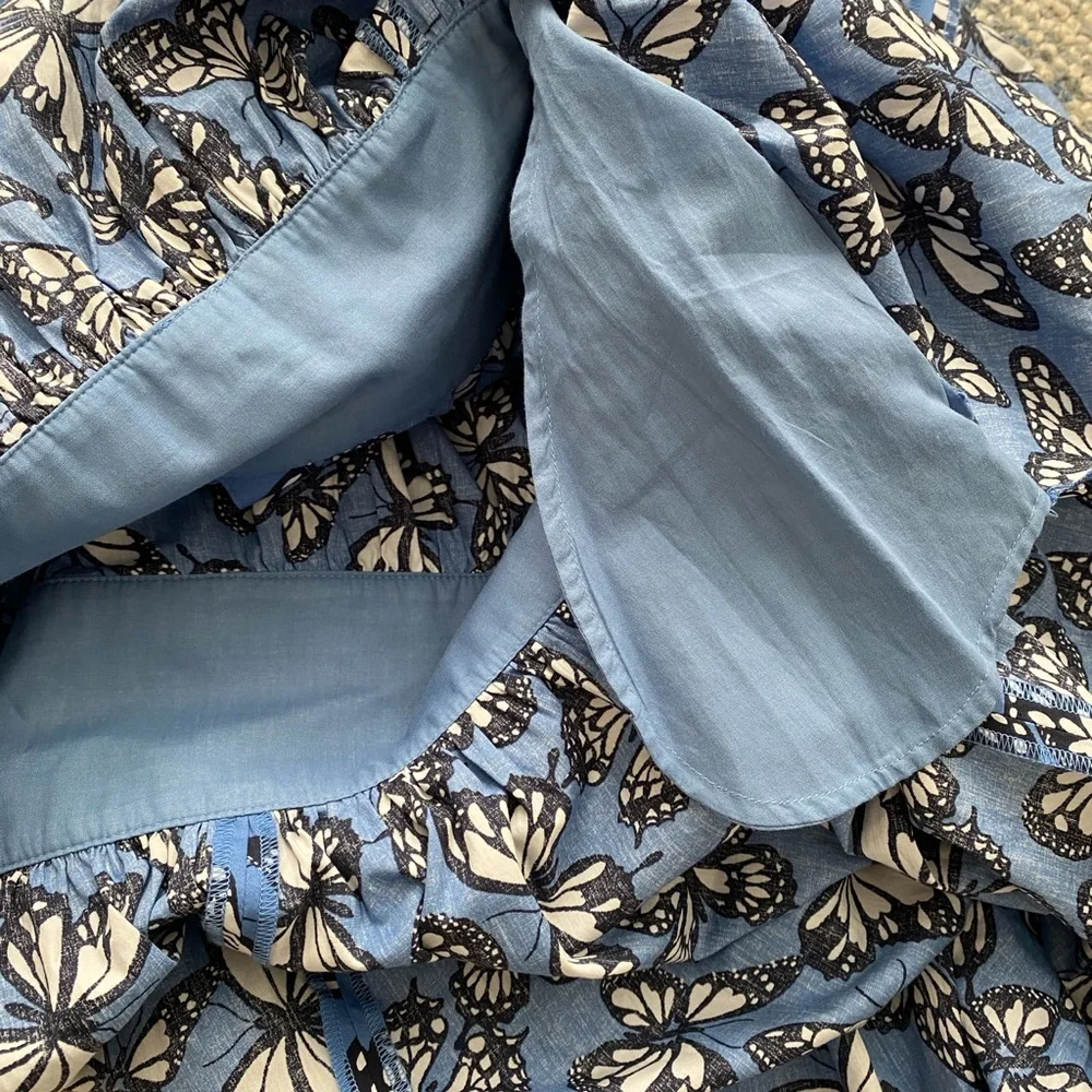 Kate Spade women’s Poplin Bow Butterfly Print Dress in a blue color size 8